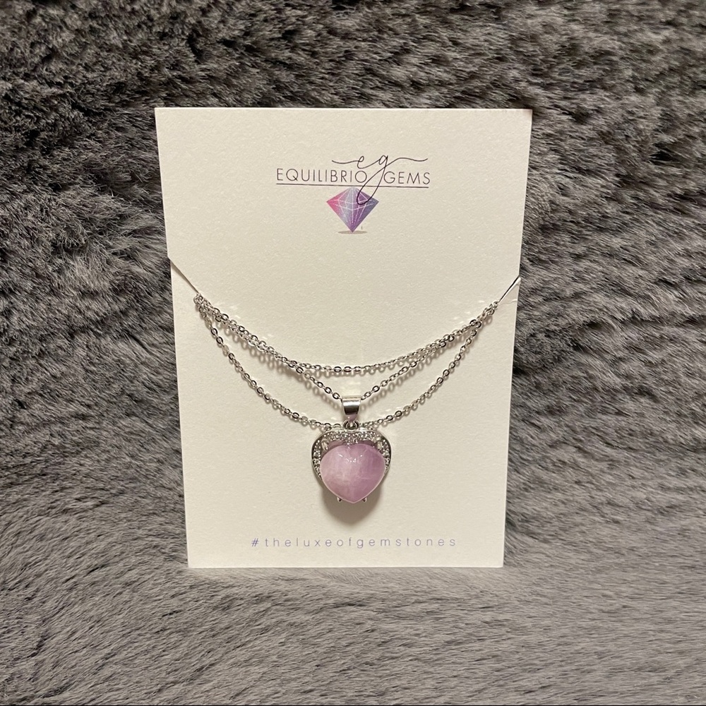 Equilibrio Gems Gemstone gemstone heart charm silver necklace - BNWT